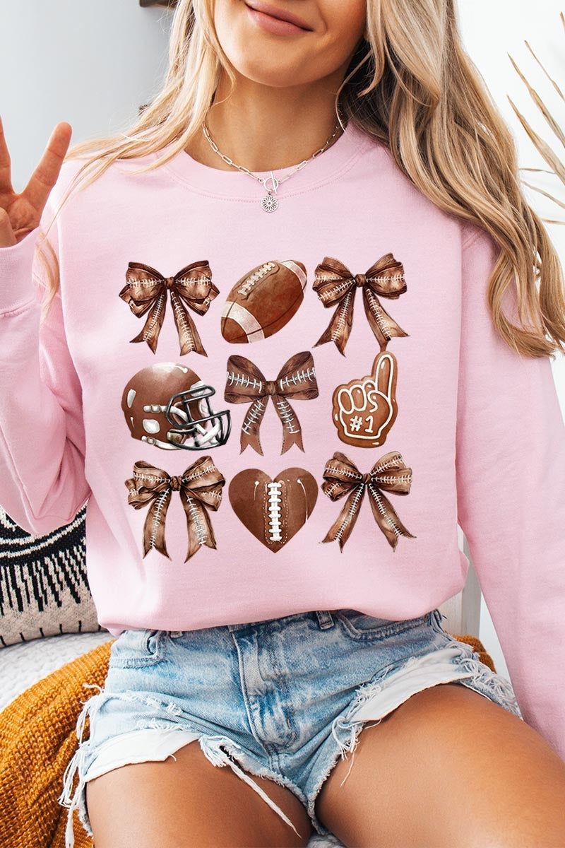 UL180-E3054 Cute Football and Bow Graphic Sweatshirt $20