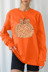 UL240P-E3135 Floral Fall Pumpkin Graphic Plus Long Sleeve Tee $17