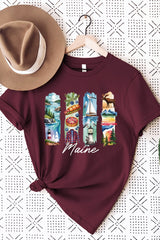 US3001-E3061ME Maine State Brushstroke Graphic Tee $12.5