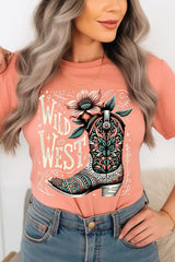 US3001P-E3100 Wild West Cowgirl Boot Graphic Plus Tee $16