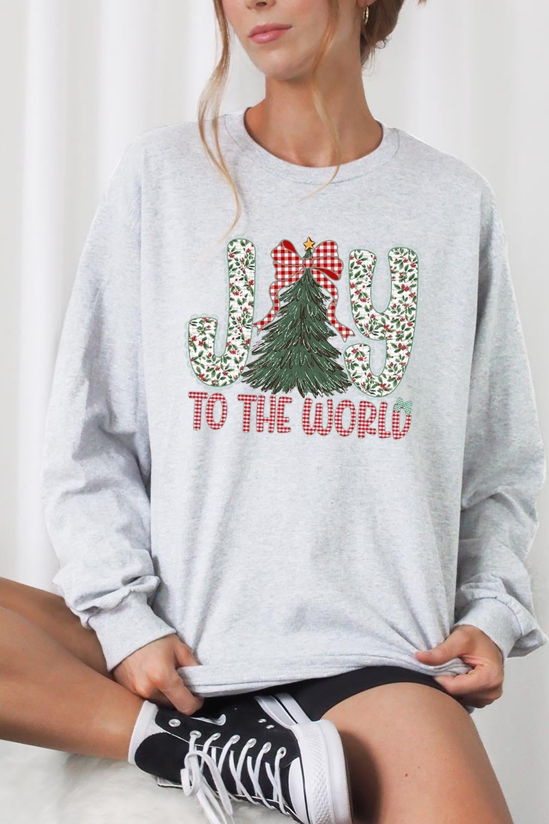 UL240P-E3213 Joy to the World Graphic Plus Long Sleeve Tee $17