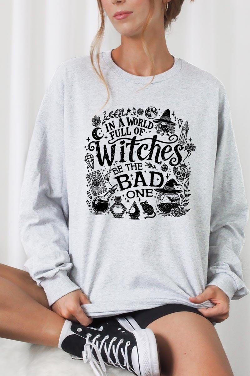 UL240-E3139 In a World of Witches Graphic Long Sleeve Tee $13.75