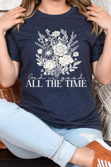 US3001-E3116 God Is Good Floral Graphic Tee $12.5