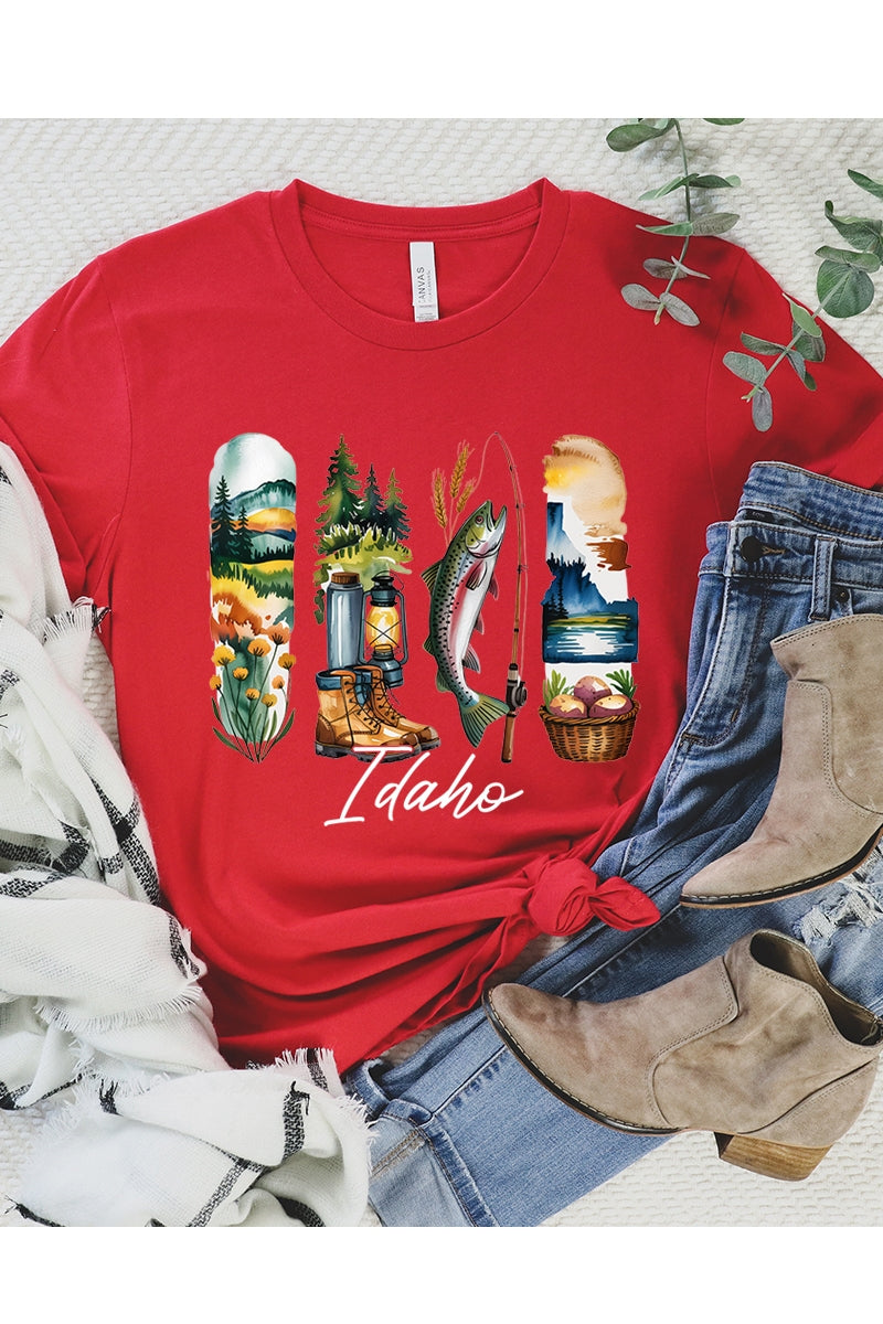 US3001-E3061ID Idaho State Brushstroke Graphic Tee $12.5