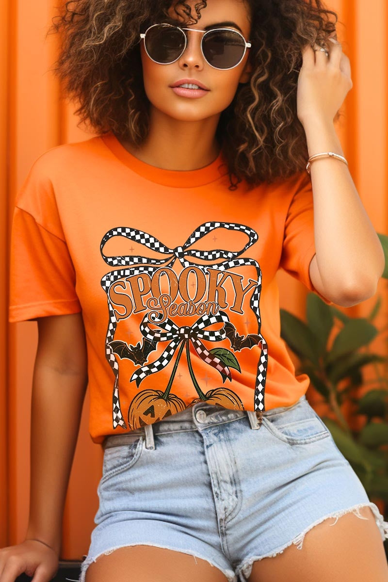 US3001-E3085 Pumpkin Cherries Graphic Tee $12.5