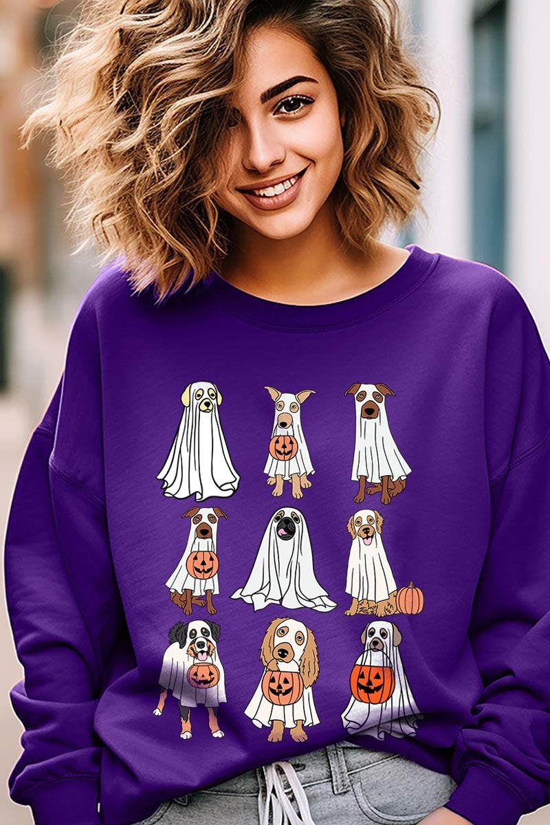 UL180-E3106 Halloween Ghost Dog Graphic Sweatshirt $20