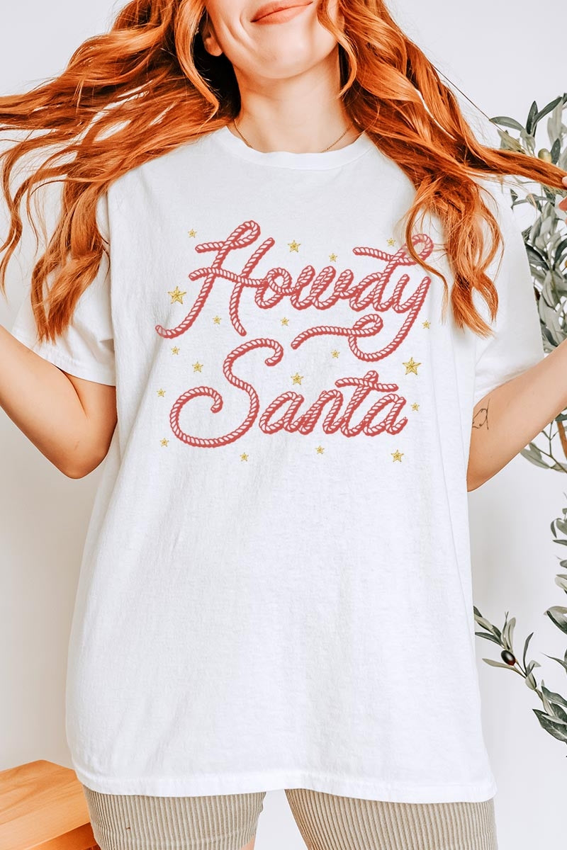 5000P-E3199 Howdy Santa Graphic Plus Heavy Cotton Tee $12.75