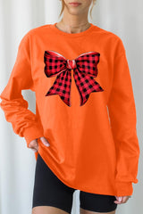 UL240P-E3198 Red Buffalo Plaid Bow Graphic Plus Long Sleeve Tee $17