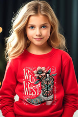 UL180B-E3100Z Wild West Cowgirl Boot Kids Graphic Sweatshirt $20