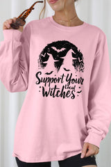 UL240-E3161 Local Witches Halloween Graphic Long Sleeve Tee $13.75