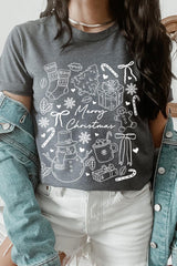 US3001P-E3181 Christmas Doodle Graphic Plus Tee $16