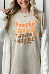 5000P-E3164 Pumpkin Spice & Jesus Graphic Plus Heavy Cotton Tee $12.75