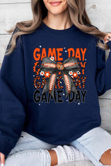 UL180-E3088 Orange Black Football Game Day Bow Sweatshirt $20