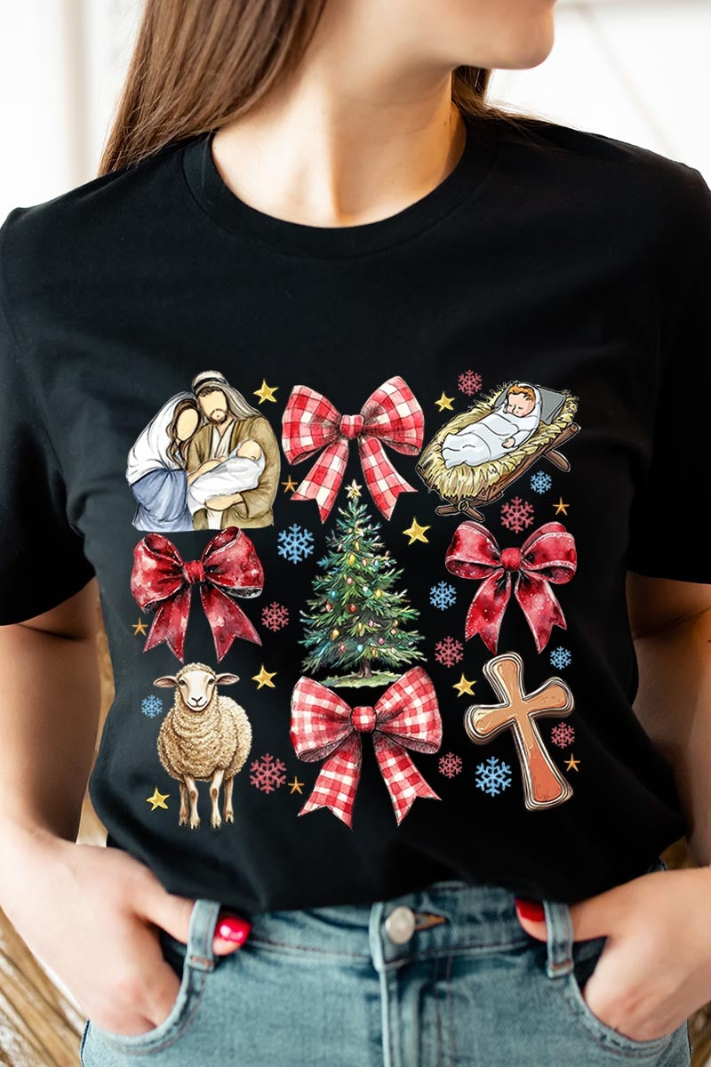 US3001P-E3219 Nativity Scene Christmas Graphic Plus Tee $16