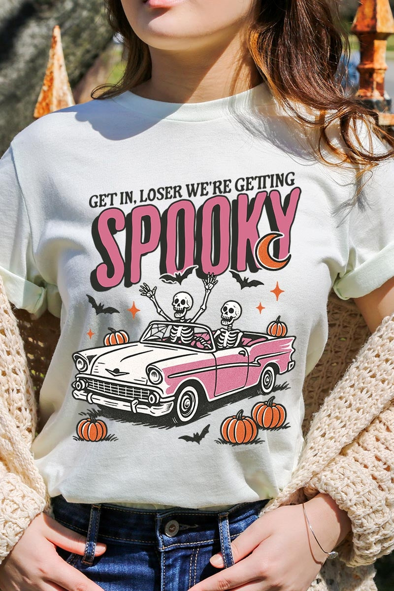 US3001-E3142 Spooky Skeleton Graphic Tee $12.5