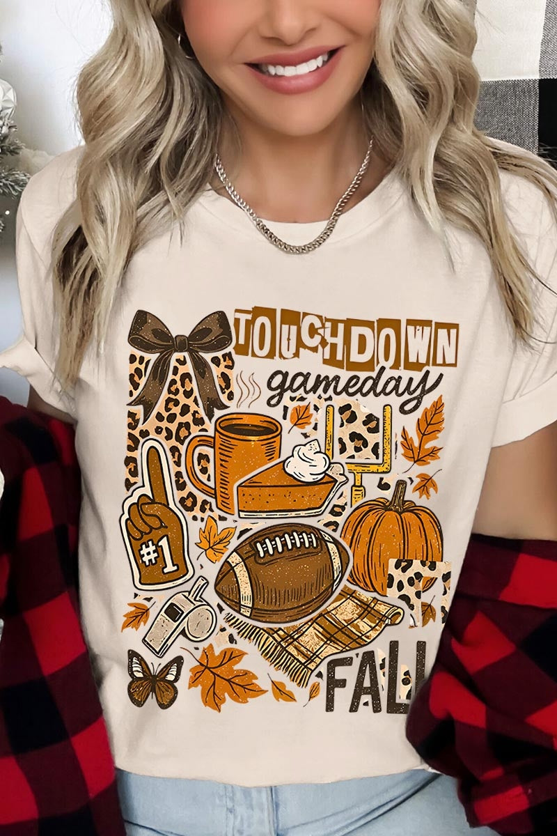 US3001P-E3134 Fall Football Collage Graphic Plus Tee $16