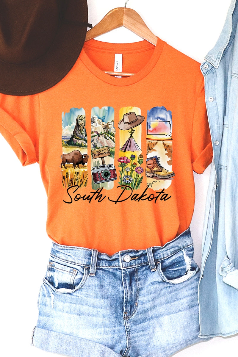 US3001P-E3061SD South Dakota State Brushstroke Graphic Plus Tee $16
