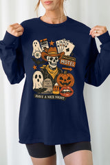 UL240P-E3107 Spooky Skeleton Graphic Plus Long Sleeve Tee $17