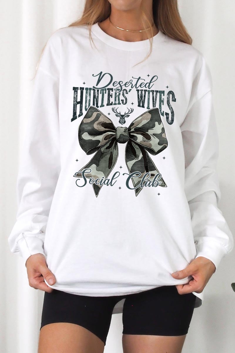 UL240-E3193 Hunters Wives Social Club Graphic Long Sleeve Tee $13.75