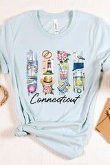 US3001-E3061CT Connecticut State Brushstroke Graphic Tee $12.5