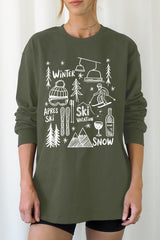 UL240-E3188 Ski Doodle Graphic Long Sleeve Tee $13.75
