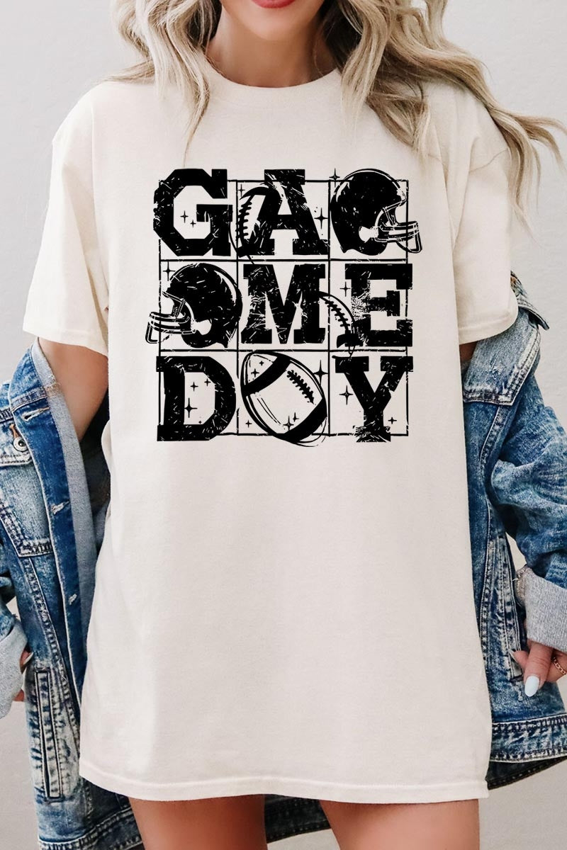 5000-E3073 Distressed Game Day Graphic Heavy Cotton Tee $9