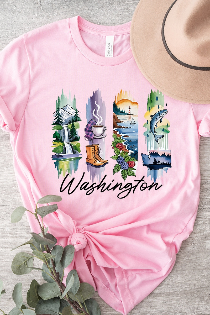 US3001P-E3061WA Washington State Brushstroke Graphic Plus Tee $16