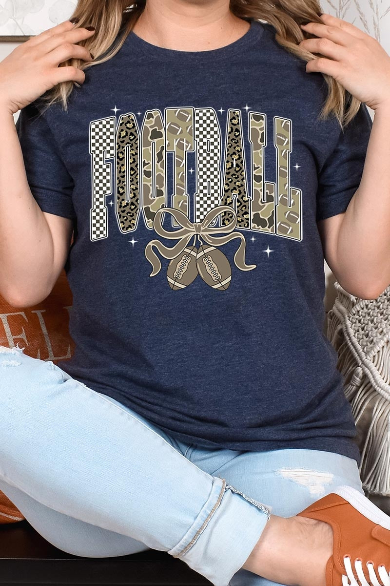 US3001-E3132 Camo Football Graphic Tee $12.5