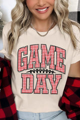 US3001P-E3126 Red Gingham Game Day Graphic Plus Tee $16