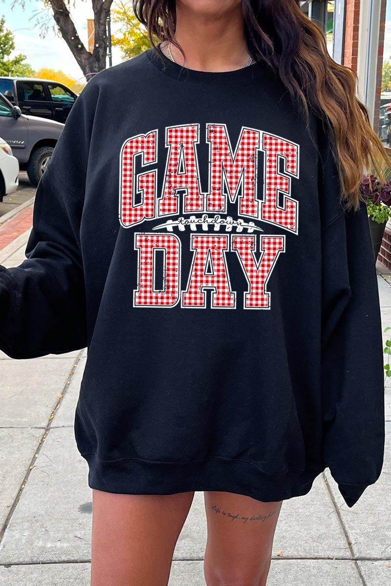 UL180-E3126 Red Gingham Game Day Graphic Sweatshirt $20