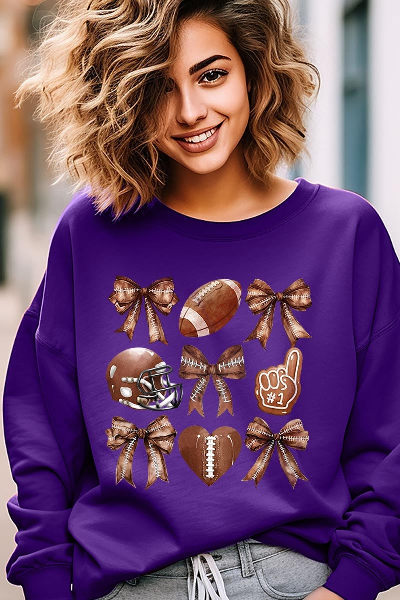 UL180P-E3054 Cute Football and Bow Graphic Plus Sweatshirt $25