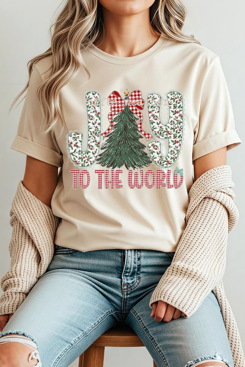 US3001-E3213 Joy to the World Graphic Tee $12.5