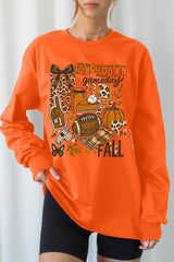 UL240P-E3134 Fall Football Collage Graphic Plus Long Sleeve Tee $17