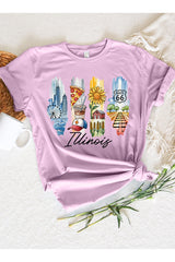 US3001P-E3061IL Illinois State Brushstroke Graphic Plus Tee $16