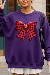 UL180P-E3198 Red Buffalo Plaid Bow Graphic Plus Sweatshirt $25