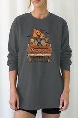 UL240P-E3150 Halloween Truck Dogs Graphic Plus Long Sleeve Tee $17