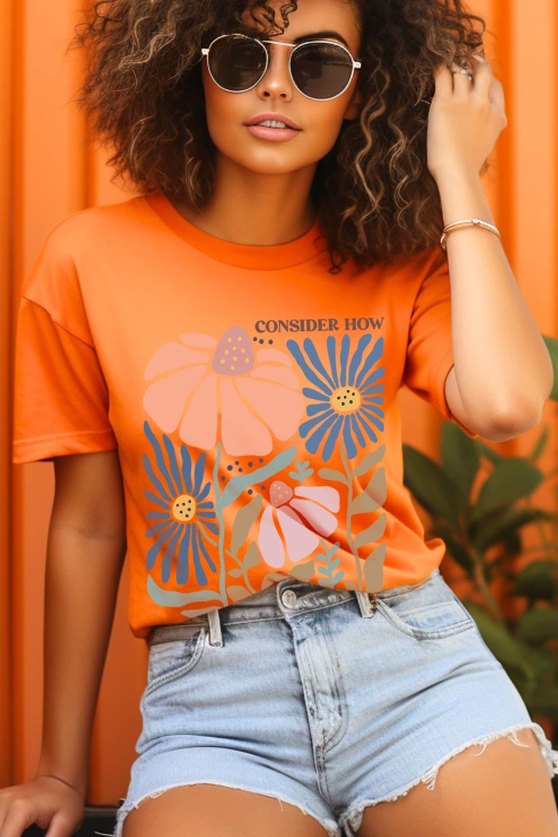 US3001P-E3067 Consider the Wildflowers Graphic Plus Tee $16