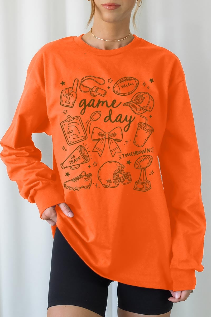 UL240P-E3081 Football Doodles Graphic Plus Long Sleeve Tee $17