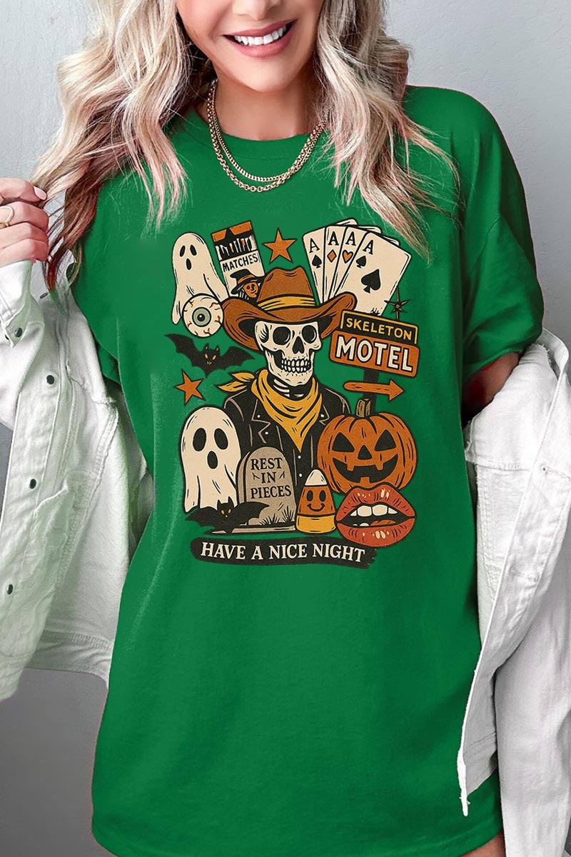 5000-E3107 Spooky Western Skeleton Graphic Heavy Cotton Tee $9