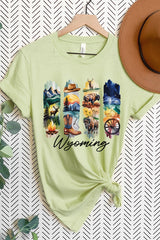 US3001-E3061WY Wyoming State Brushstroke Graphic Tee $12.5