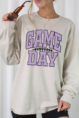 UL240P-E3127 Purple Gingham Game Day Plus Long Sleeve Tee $17