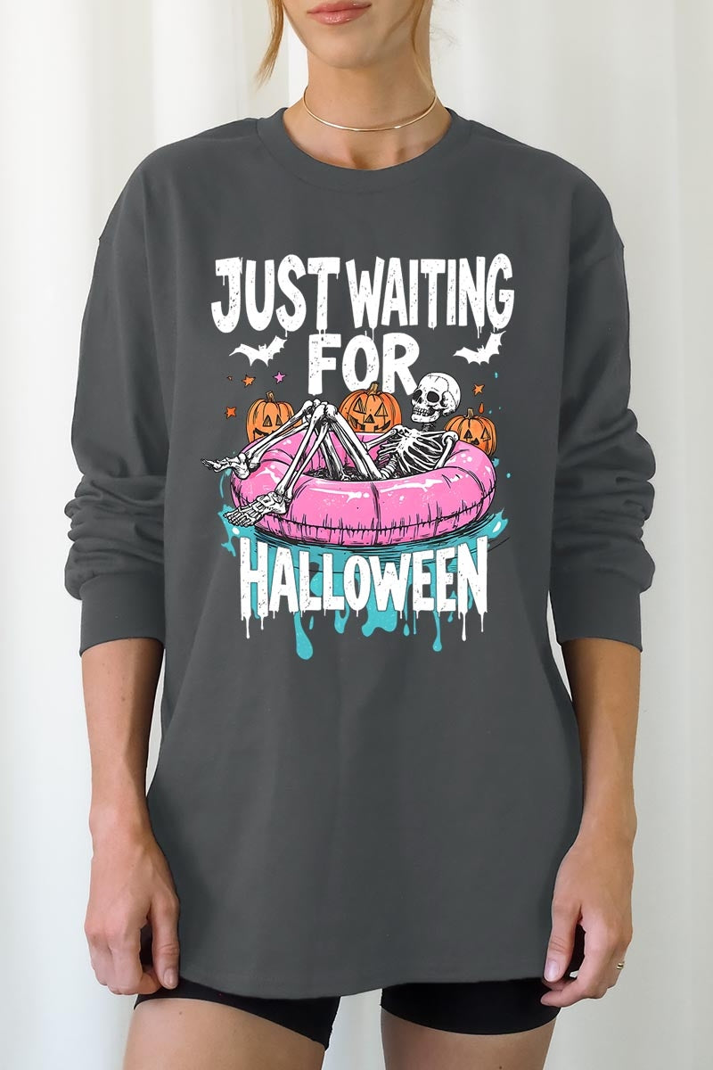 UL240P-E3138 Just Waiting For Halloween Plus Long Sleeve Tee $17