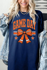 5000P-E3064 Orange Football Bow Graphic Plus Heavy Cotton Tee $12.75