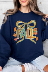 UL180-E3121 Fall Brushstroke Bow Graphic Sweatshirt $20