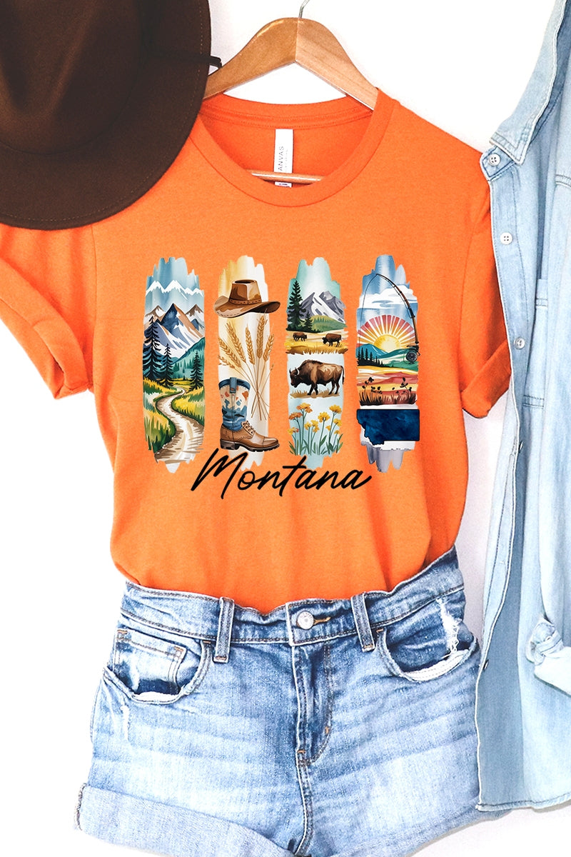 US3001P-E3061MT Montana State Brushstroke Graphic Plus Tee $16