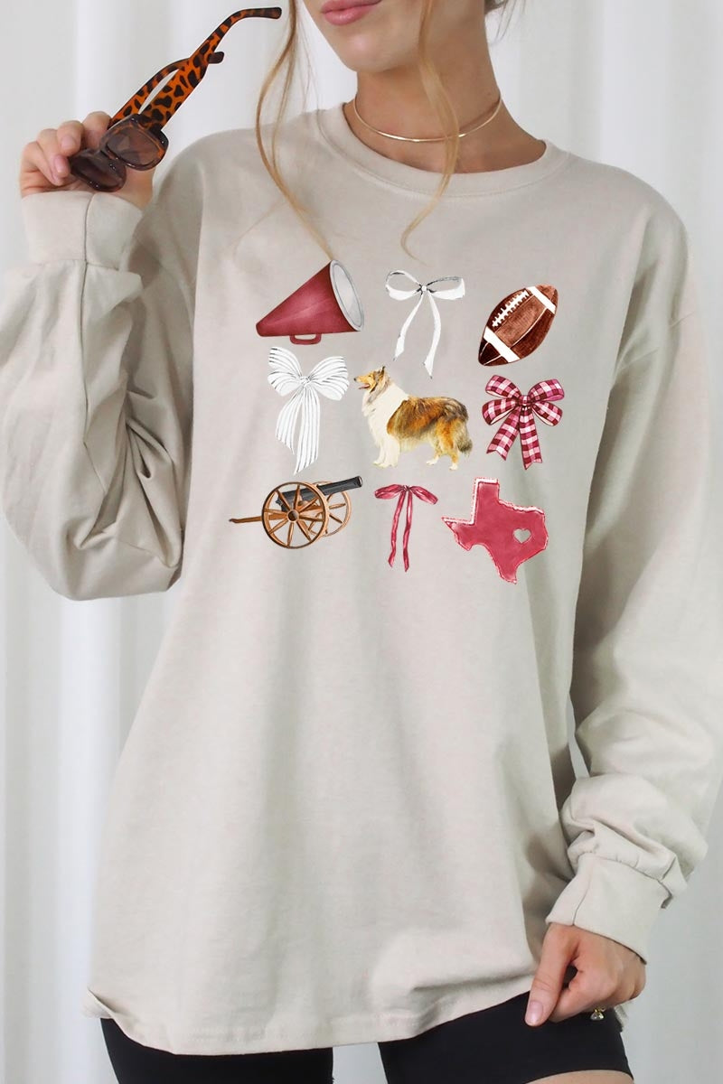 UL240-E3079 Texas Football Graphic Long Sleeve Tee $13.75