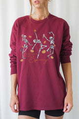UL240P-E3123 Halloween Skeleton Graphic Plus Long Sleeve Tee $17