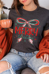 US3001-E3197 Merry Christmas Bow Graphic Tee $12.5