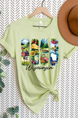 US3001P-E3061WI Wisconsin State Brushstroke Graphic Plus Tee $16