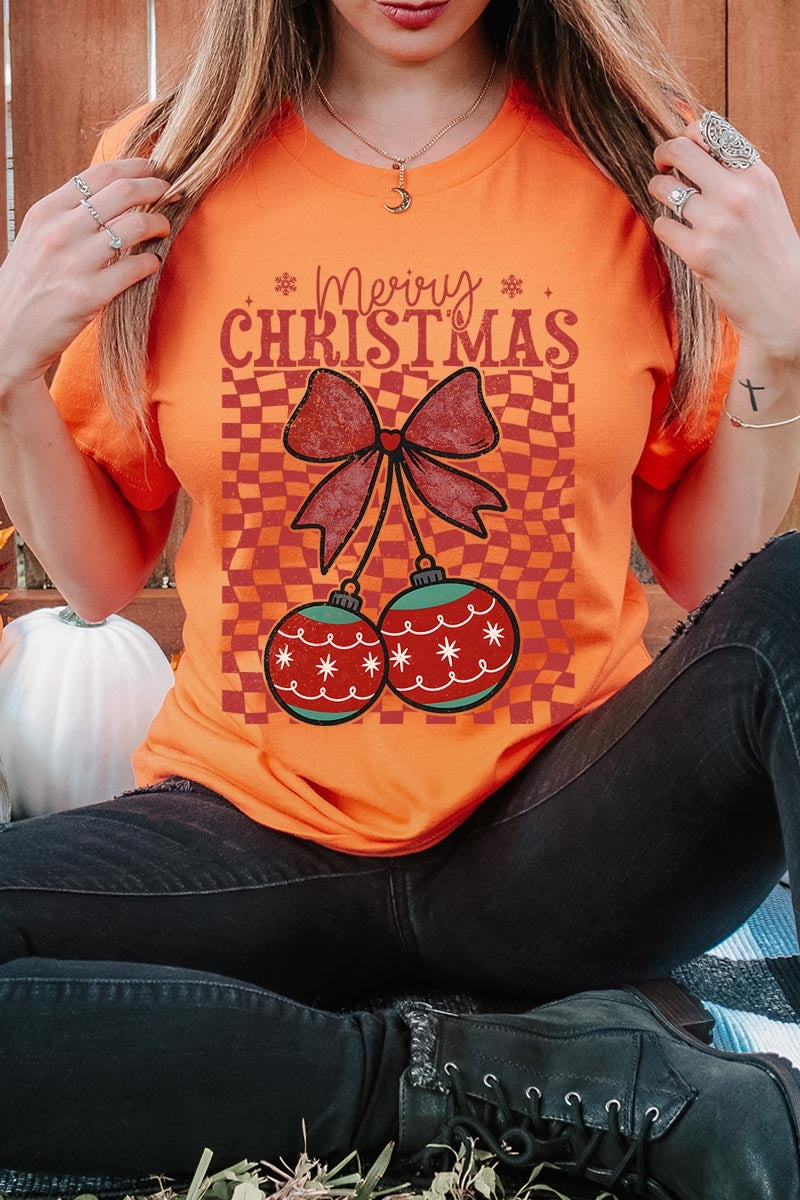 US3001P-E3196 Cherry Ornament Christmas Graphic Plus Tee $16